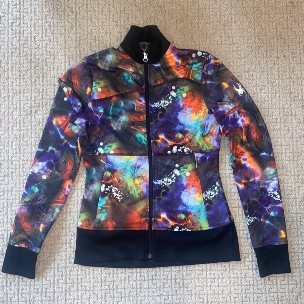 Spyder Women Sz XXS Long Sleeve Full Zip COSMIC Stretch Activewear Scuba Jacket